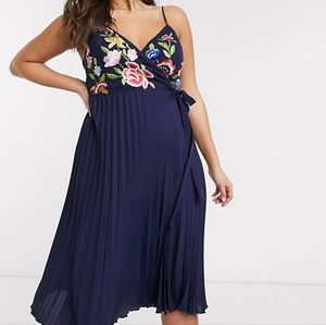 Embroidered Wrap Dress